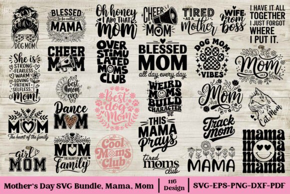 Mom SVG Mama SVG Mother s Day SVG Bundle Graphics and Crafts